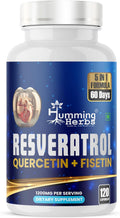 Resveratrol Supplement 1200mg – 5-in-1 Formula with Quercetin, Fisetin, Spermidine & Vitamin D3 – Cardiovascular & Wellness Support – 120 Capsules