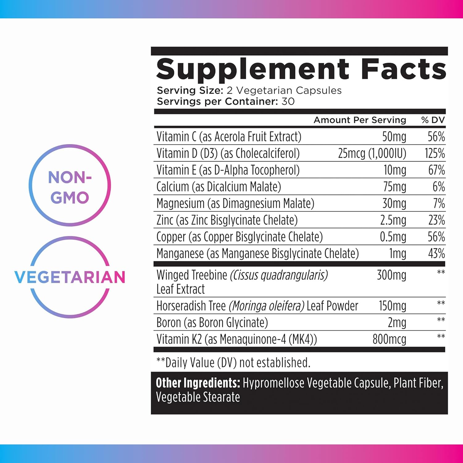 Livingood Daily Calcium Supplement for Women and Men, Bone Support with Vitamin C, Vitamin D3 K2, Magnesium, Zinc, Calcium, Vegetarian Capsules, Non GMO, Gluten Free, 60 Count