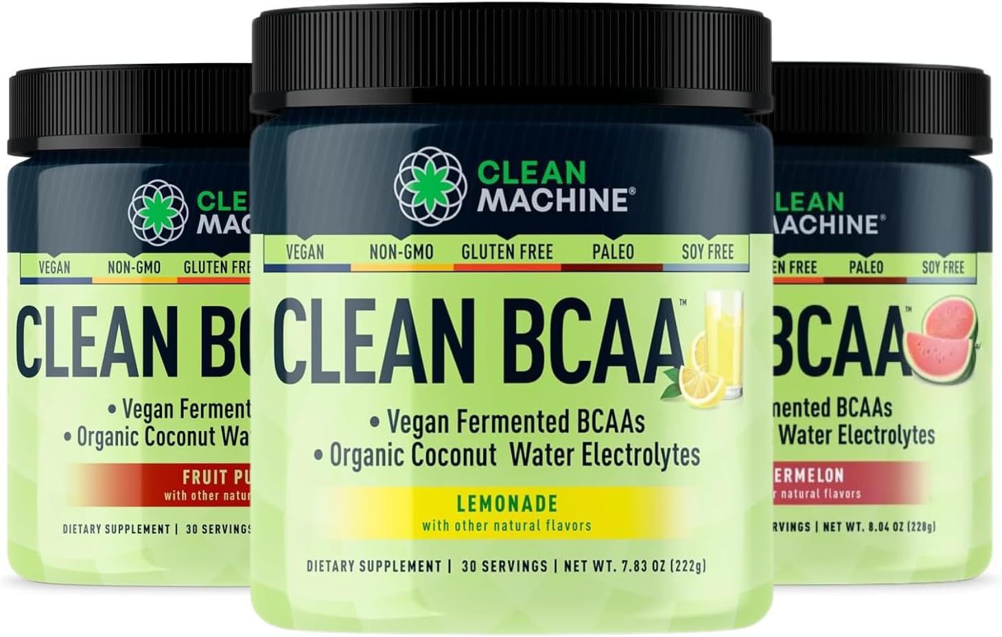 Clean BCAA - 2:1:1 Food Sourced BCAAs Powder & Coconut Water Electrolytes Recovery & Amino Energy Supplement - Award Winning Vegan Amino Acid Supplement - 90 Servings (3 Pack, Variety)