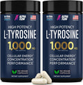 [2 Pack] L-Tyrosine 1000MG Capsules - Natural L Tyrosine Supplement for Kids & Adults - Energy Boost and Brain Supplement - 2x the potency of L-Tyrosine 500mg capsules - 300 Vegan LTyrosine Capsules