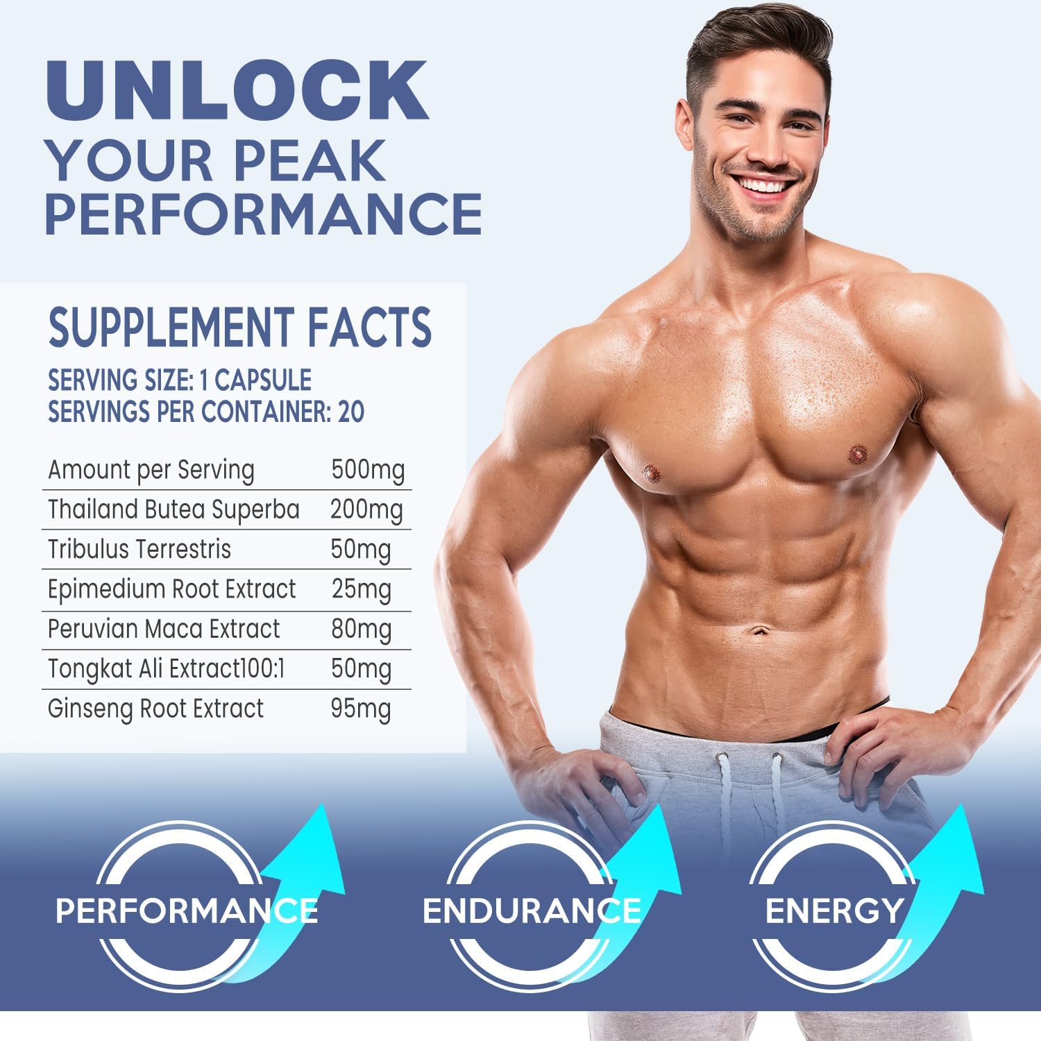 Nutrition Supplements, Max Energy Boost Endurance and Elite Performance, 20 Count