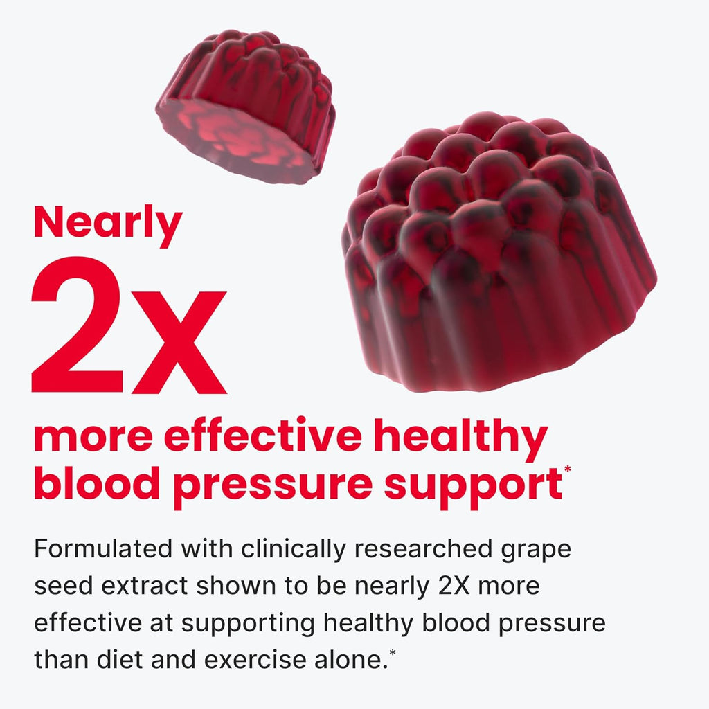 HumanN SuperBeets Heart Gummies - Beet Gummy with Energy Support, Grape Seed Extract & Beetroot Powder, Sugar Free - Pomegranate Berry Flavor, 60 Count