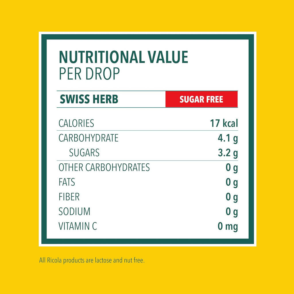 Ricola Sugar Free Original Natural Herb Cough Drops, 45 Count, Cough Suppressant & Throat Relieving Drops with Naturally Sourced Menthol, Pleasing Taste for Coughs & Throat Irritation Symptom Relief