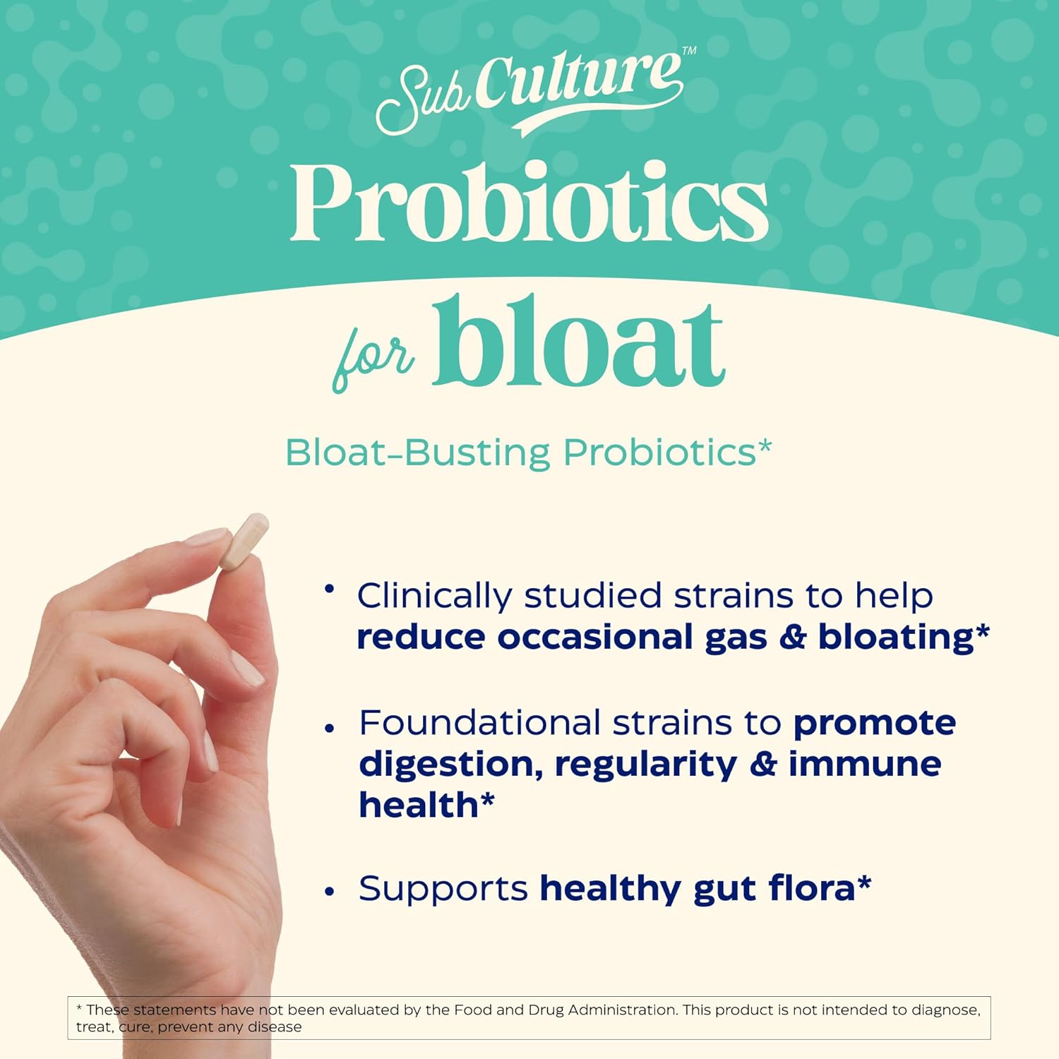 Enzymedica SubCulture Probiotics for Gas & Bloating, 50 Billion CFU, Supports Immune & Digestive Health, Regularity & Gut Flora, 30 Count