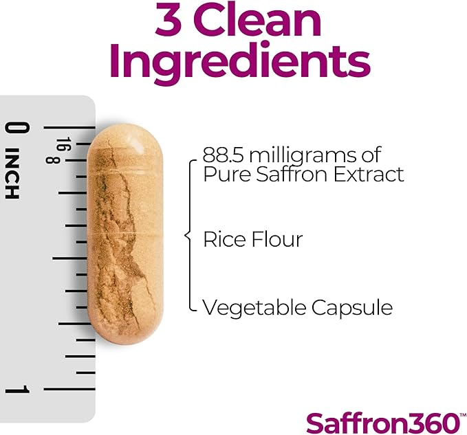 Saffron Extract 88.5mg - Real Saffron Proof (Scan QR for Lab Results) - Dopamine Serotonin Mood Support for Women - Only 3 Clean Ingredients - 60 Day Supply - Vegan USA Made