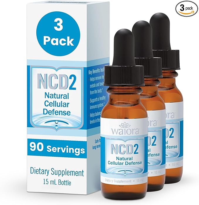 Waiora NCD2 Liquid Mineral Supplement, Advanced Cellular Support Formula, Daily Digestive & Detox, Immune, pH Balance, Cleansing; Easy-to-Use Drops (Three .5 oz Bottles, 270 serv)