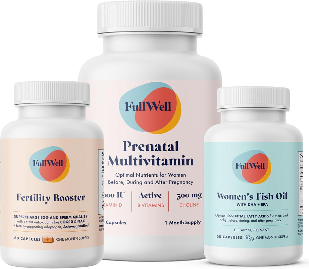 Fertility Trio | Prenatal Vitamin + DHA & Fertility Booster | Choline, Folate, Omega 3, Coq10, NAC, 26+ Vital Nutrients | Dietitian-formulated, Non-GMO, 3rd Party Tested, 30 Servings