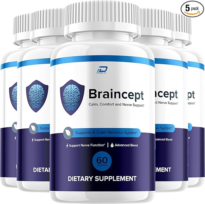 Braincept Advanced Formula Supplement Capsules – Brain Cept Natural Blend Focus Memory Support and Reviews (5 Pack – 300 Capsules)