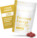 Lion's Mane Mushroom Gummies for Focus and Energy - Focus Gummies for Adults with American Ginseng & B12 for Clarity & Natural Energy, Gluten Free, Fruit Punch Flavor, 7 Count