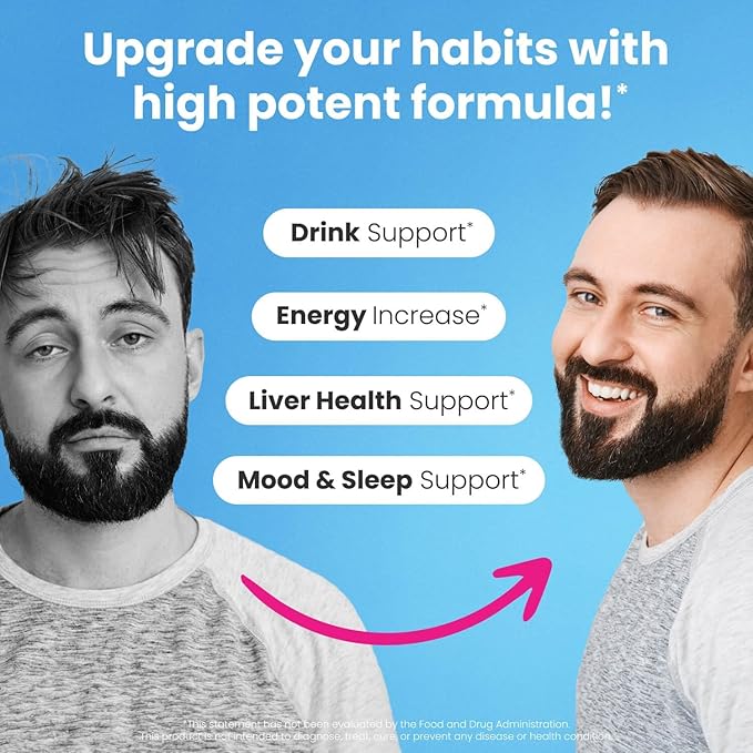 NoMoreDrinks Anti Alcohol Craving Supplement | Liver Detox & Combat Cravings | Energy Support Alcohol Replacement Drink | Organic Milk Thistle Supplement & Dandelion Root & 5HTP | (120) Energy Pills