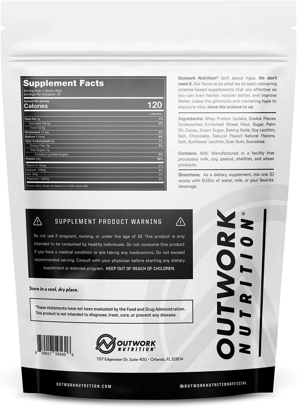 Outwork Nutrition Whey Isolate Protein Powder - Accelerates Muscle Building & Recovery - Low Lactose, Gluten-Free - Post Workout Supplement - Enhanced Protein Synthesis, Cookies & Cream, 1.8lbs