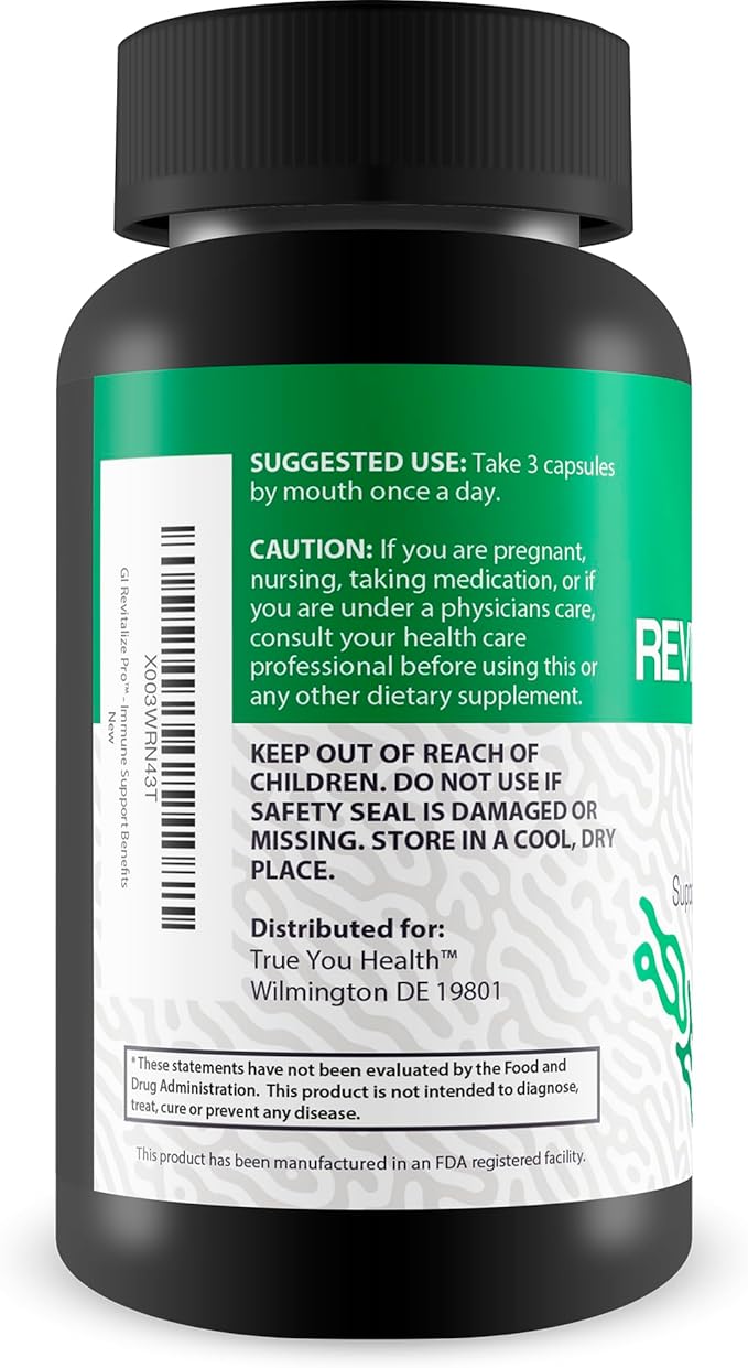 GI Revitalize Pro - Gut Health Supplements for Gastrointestinal Health Support - Promote Improved Digestion, Nutrient Absorption, & Regularity - Vitamin D & Psyllium - Bonus Immune Support Benefits