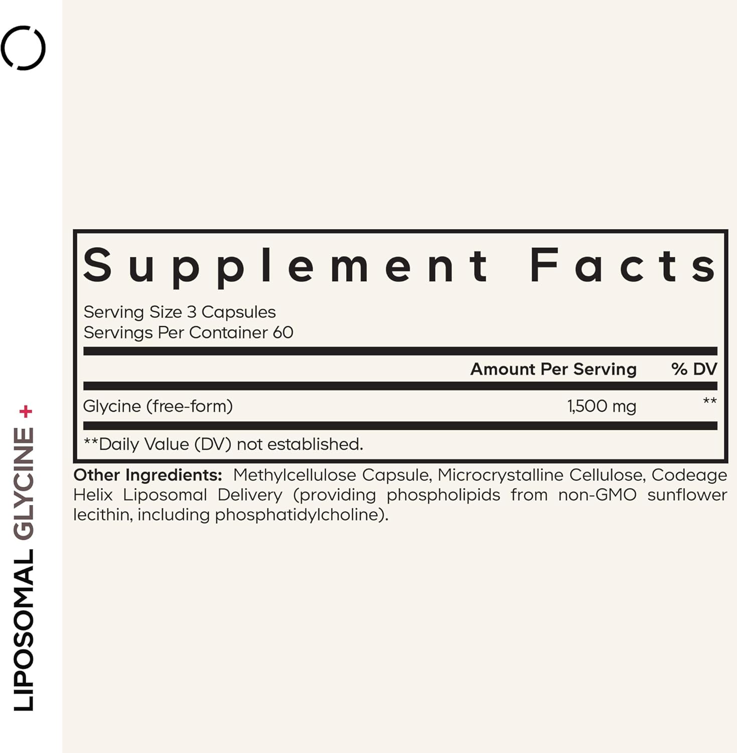 Codeage Liposomal Glycine+ Supplement - Free-Form Glycine 1,500 mg with Liposomal Delivery - 2-Month Supply - Amino Acid Capsules - Protein Support - Glycine Vitamins - 180 Capsules