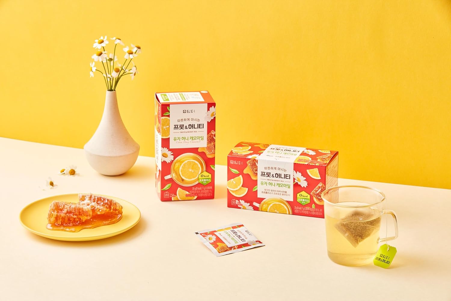 Damtuh Yuzu Honey Chamomile Tea – Citrusy & Floral Herbal Tea Blend, 20 Tea Bags (1g each)