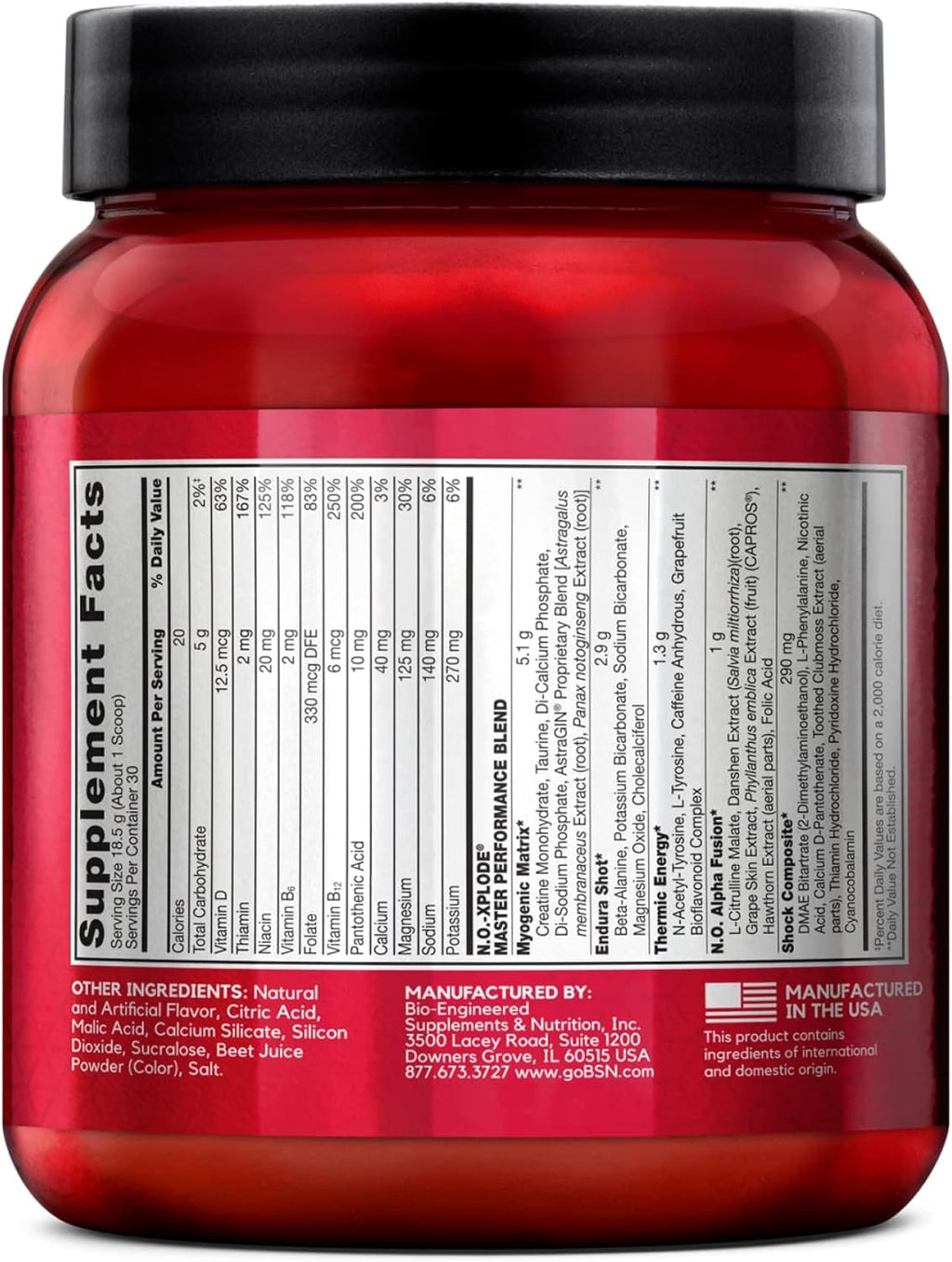 BSN N.O.-XPLODE Pre Workout Powder, Energy Supplement for Men and Women with Creatine and Beta-Alanine, Flavor: Watermelon, 30 Servings