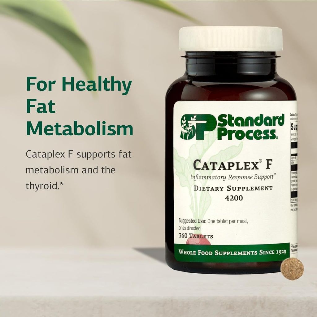 Standard Process Cataplex F - Whole Food Supplement, Thyroid Support, Metabolism, Skin Health, and Hair Health with Vitamin B6, Iodine, Flaxseed Oil - 360 Tablets