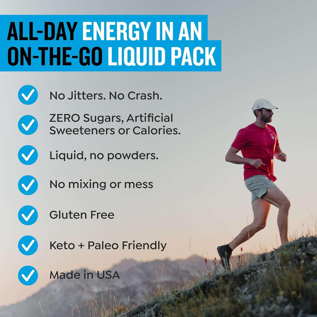 Zero Sugar Energy Drinks - Keto Natural Mix, Liquid Vitamin B Drink, Organic Caffeine Blend, On-the-Go Liquid Pack, Zero Sugar Black Cherry Energy Packets by Mark Healey, Pack of 10