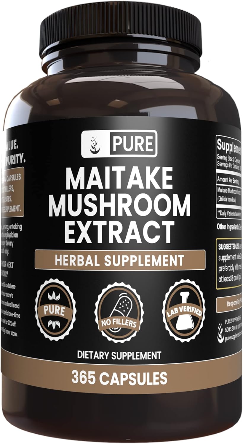 PURE ORIGINAL INGREDIENTS Maitake Mushroom (365 Capsules) No Magnesium Or Rice Fillers, Always Pure, Lab Verified