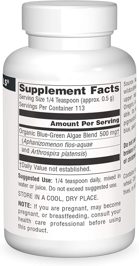 Source Naturals Blue-Green Algae from Klamath Lake, with Phycocyanin and Chlorophyll - 2oz Powder