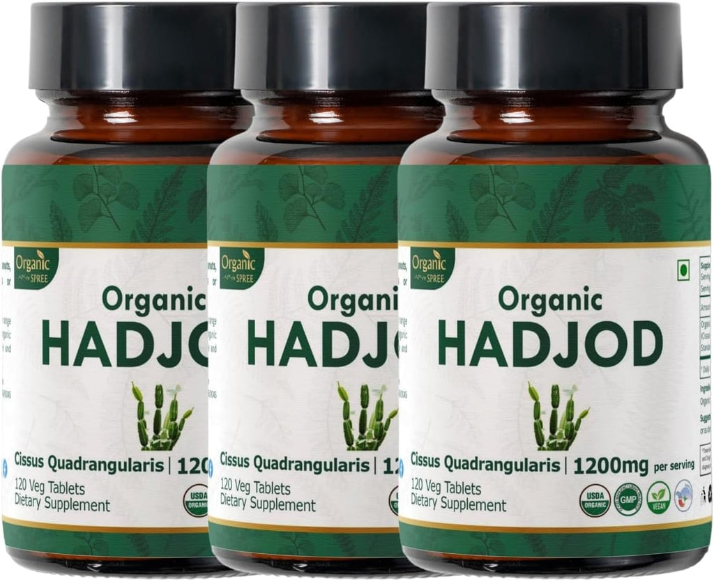 Hadjod 120 Tablets – USDA Organic Cissus Quadrangularis – Supports Joint Strength & Mobility* - Pack of 3