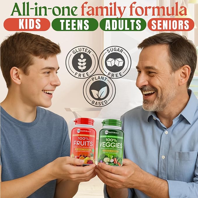 Fruit and Veggies Supplement Capsules | Fruit and Vegetables Capsules Vitamins Maintain Natural Balance,Fruits and Vegetables Supplements Supports for Energy Levels,Non-GMO-90 Count(Pack of 6)