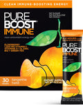 Pureboost Immune Clean Energy Booster, Refreshing Energy Drink Mix and Immunity Supplement with Elderberry, 1,200 mg Vitamin C, Vitamins A + D, and Zinc. (Tangerine Twist, 30 Count)