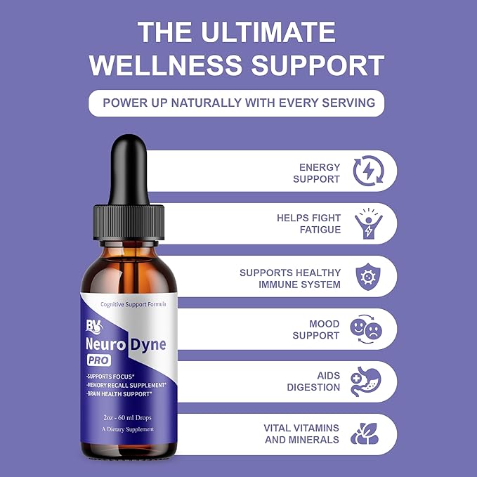 BLUE VIBE NeuroDyne Drops, Neuro Dyne Advanced Strength Overall Health & Wellness Support Supplement, NeuroDyne Premium All Natural Daily Health and Overall Energy Formula (3 Pack - 6oz / 180ml)