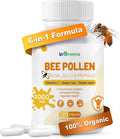 Organic 6-in-1 Bee Pollen Supplement - 2000mg Per Serving - Bee Pollen for Women & Men - Superfood for Immune & Energy Support - Non-GMO, Made in USA - 120 Capsules