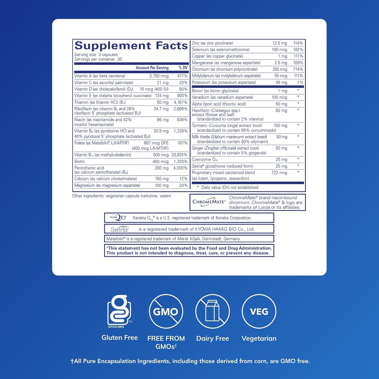 Pure Encapsulations UltraNutrient - Minerals & Multivitamins - Supports Liver & Heart Health* - Supplement for Antioxidants - with Vitamin C, CoQ10 & More - Gluten Free - 90 Capsules