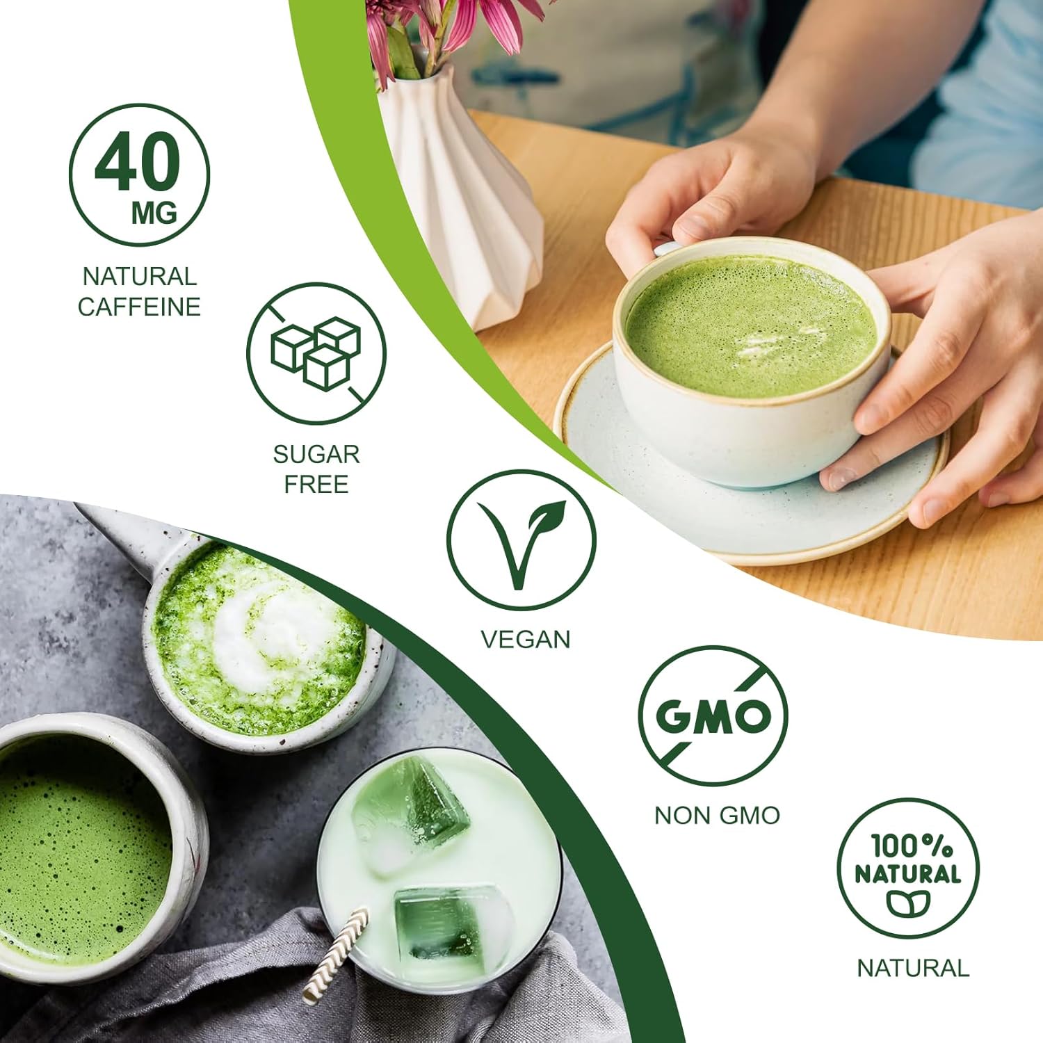 ORGFUN Mushroom Matcha, Japanese Ceremonial Matcha Infused With 7 Superfood Mushrooms, MCT Oil, Coconut Milk Powder, No Added Sugar, Non-GMO, Great Iced Matcha Latte 4.58 Oz
