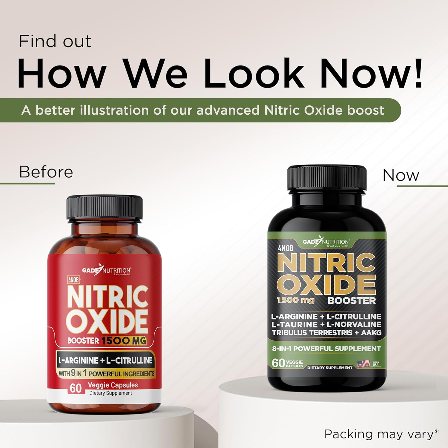 Gade Nutrition Nitric Oxide Supplement - L Arginine Capsules – Helps to Improve Energy, Endurance & Performance - Pre Workout - Muscle Builder - with All Essential Amino Acid and Maca Root