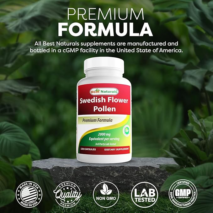 Best Naturals Swedish Flower Pollen 4:1 Extract 500 mg - 120 Capsules