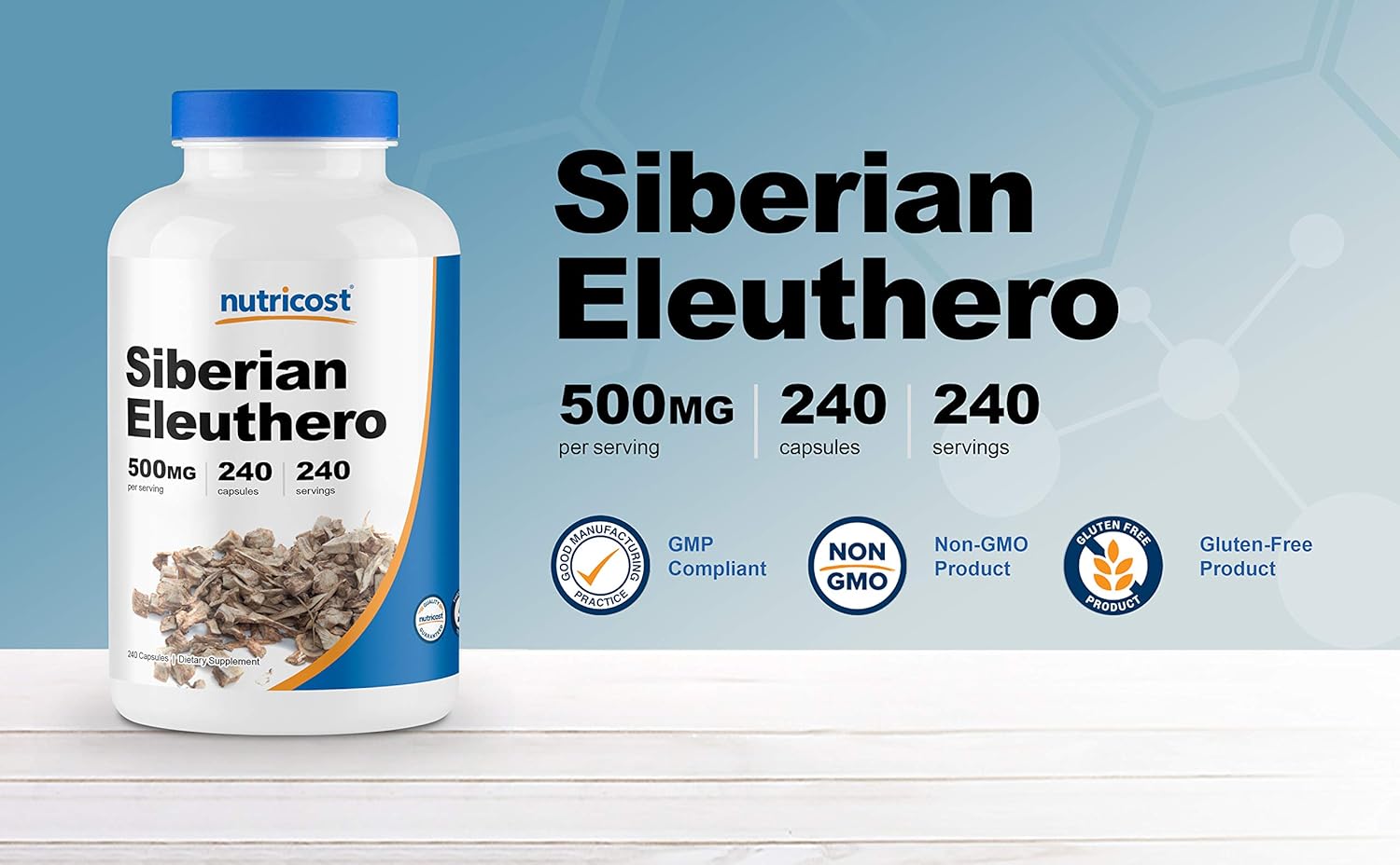 Nutricost Siberian Eleuthero 500mg, 240 Capsules - Eleutherococcus Senticosus - Gluten Free & Non-GMO