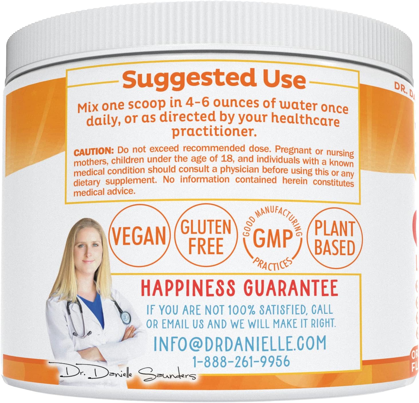 Doctor Danielle Gut Assist - Leaky Gut Repair Supplement Powder, Glutamine, Arabinogalactan, Licorice Root - Supports IBS, Heartburn, Bloating, Gas, Constipation, SIBO from, Orange Flavor