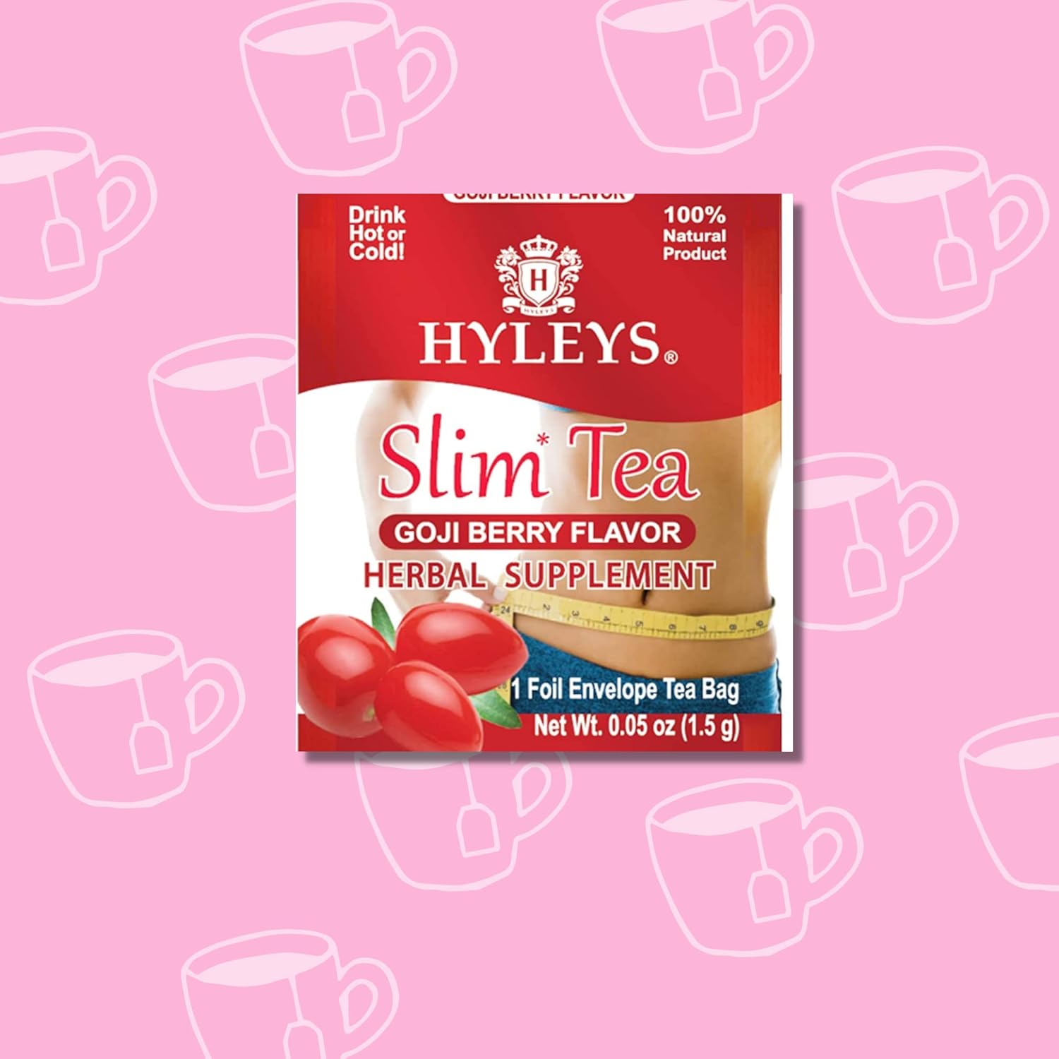 Hyleys Slim Tea Goji Berry Flavor - Weight Loss Herbal Supplement Cleanse and Detox - 25 Tea Bags (6 Pack)
