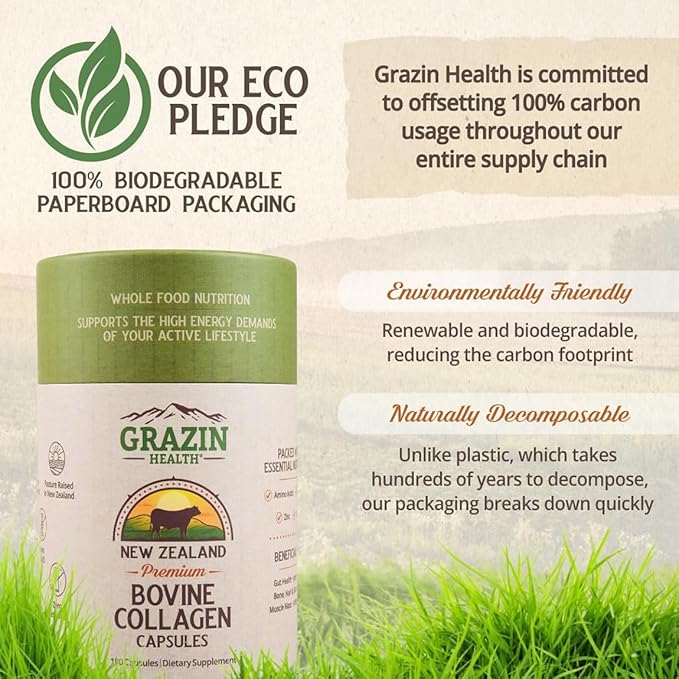 Grass Fed Bovine Collagen Capsules: 3000 Mg per Serving (30 Servings)