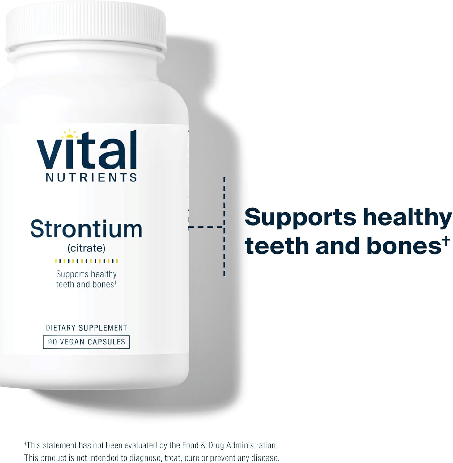 Vital Nutrients Strontium Citrate | Vegan Bone Strength Supplements | 227mg Strontium Citrate for Bone Health and Healthy Teeth | Gluten, Dairy, Soy Free | Non-GMO | 90 Capsules