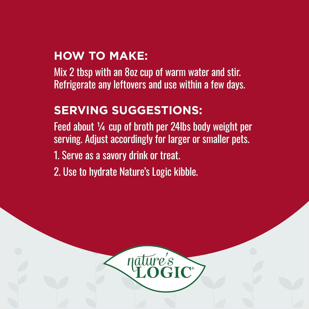 Nature's Logic Dehydrated Bone Broth Powder - 100% Natural Dog & Cat Topper - Rich in Glucosamine & Chondroitin - Boosts Immune System - Gluten-Free, No Synthetic Ingredients - Beef, 6oz
