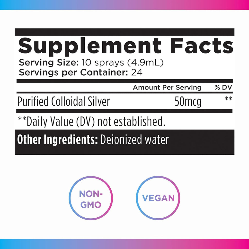 Livingood Daily Colloidal Silver Liquid Spray, Purified Silver with Deionized Water for Daily Wellness Support, Oral Hygiene, Skin Care, Throat & Sinus Health, Vegan, Gluten Free, Non GMO, 4 Oz Bottle