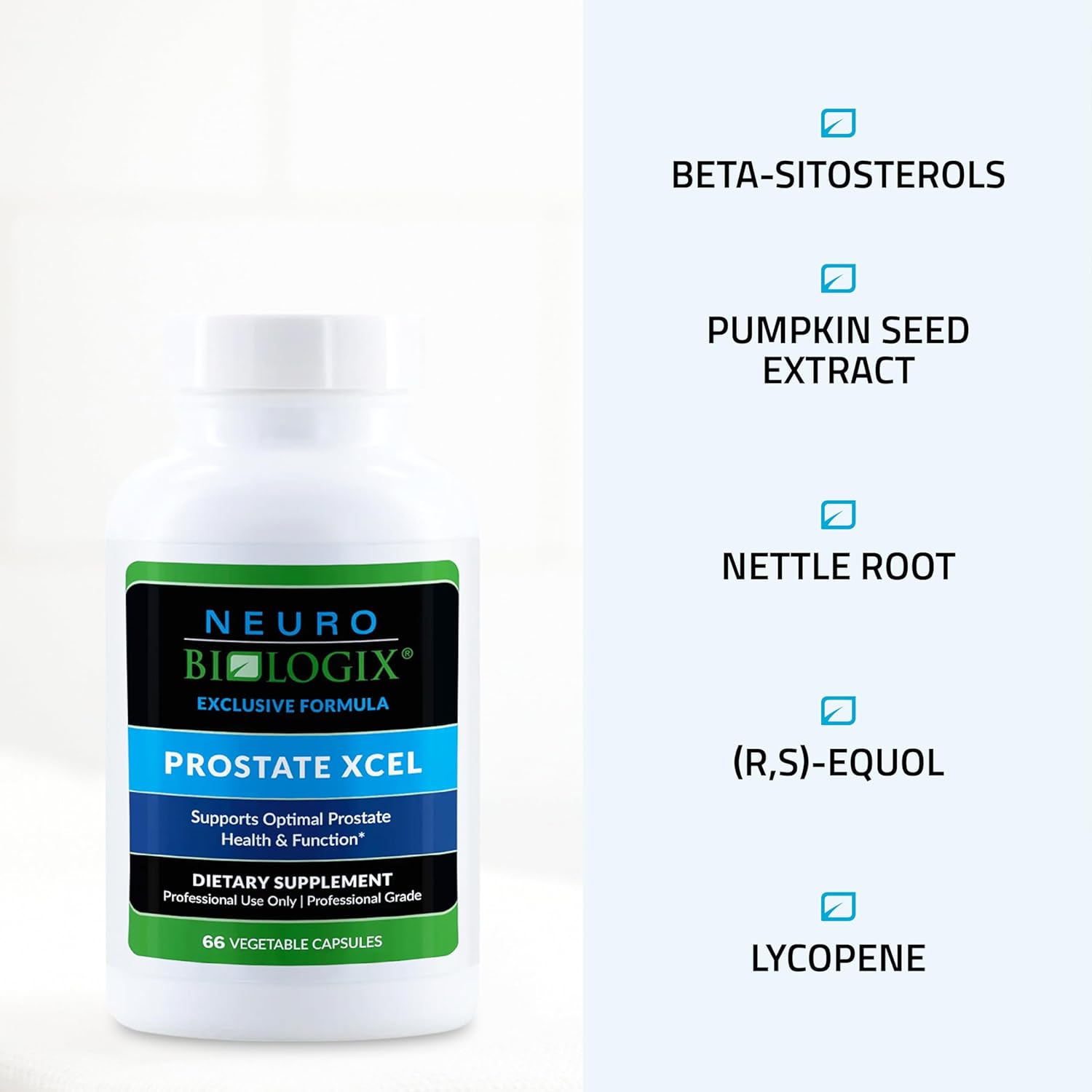Neuro biologix Prostate Xcel, Prostate Health Supplement with Saw Palmetto for Men, Pumpkin Seed Oil, Zinc, Prostate Supplements for Men, 66 Capsules