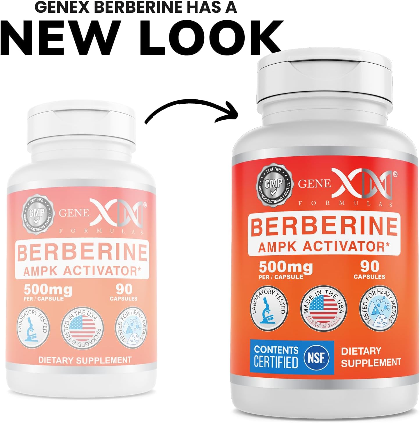 Genex Formulas Berberine HCl 500mg (90 Capsules) - NSF Certified for Safety, Quality & Label Accuracy - Supports Immune Health - Non-GMO, Gluten Free, Vegetarian