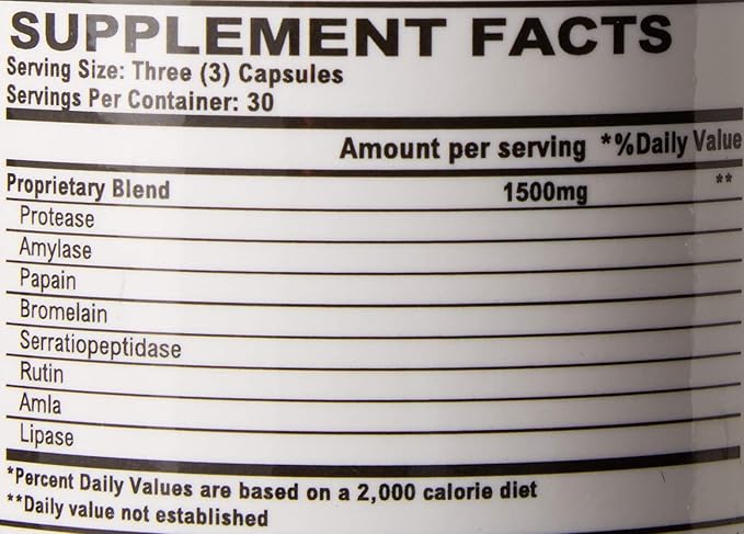 Digestive Enzymes for Gut Health | Proteolytic Systemic Multi Enzymes with Serrapeptase for Women and Men | Helps Increase Blood Flow and Maintain Digestive Health (90 Capsules)