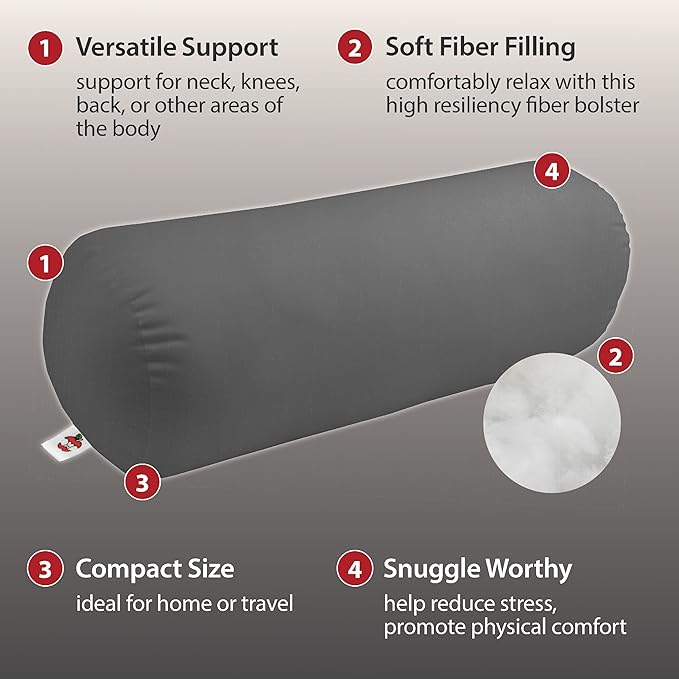 Core Products Jackson Roll Orthopedic Bolster Pillow - Neck, Back, Leg, Knee & Arm Support – Cervical & Lumbar Roll for Pain Relief, Spinal Alignment & Travel Comfort for Bed or Chair- Gray