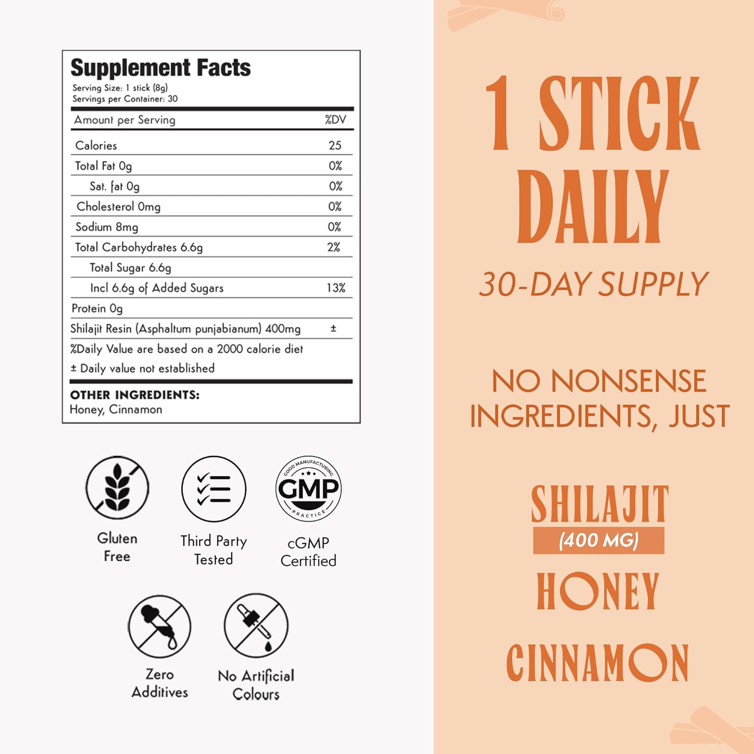 Pure Himalayan Shilajit for Men with Honey - Cinnamon, On-The-Go Energy Sticks & Immune Support for Women | 75%+ Fulvic Acid | 85+ Trace Minerals, 100% Natural, Pack of 30