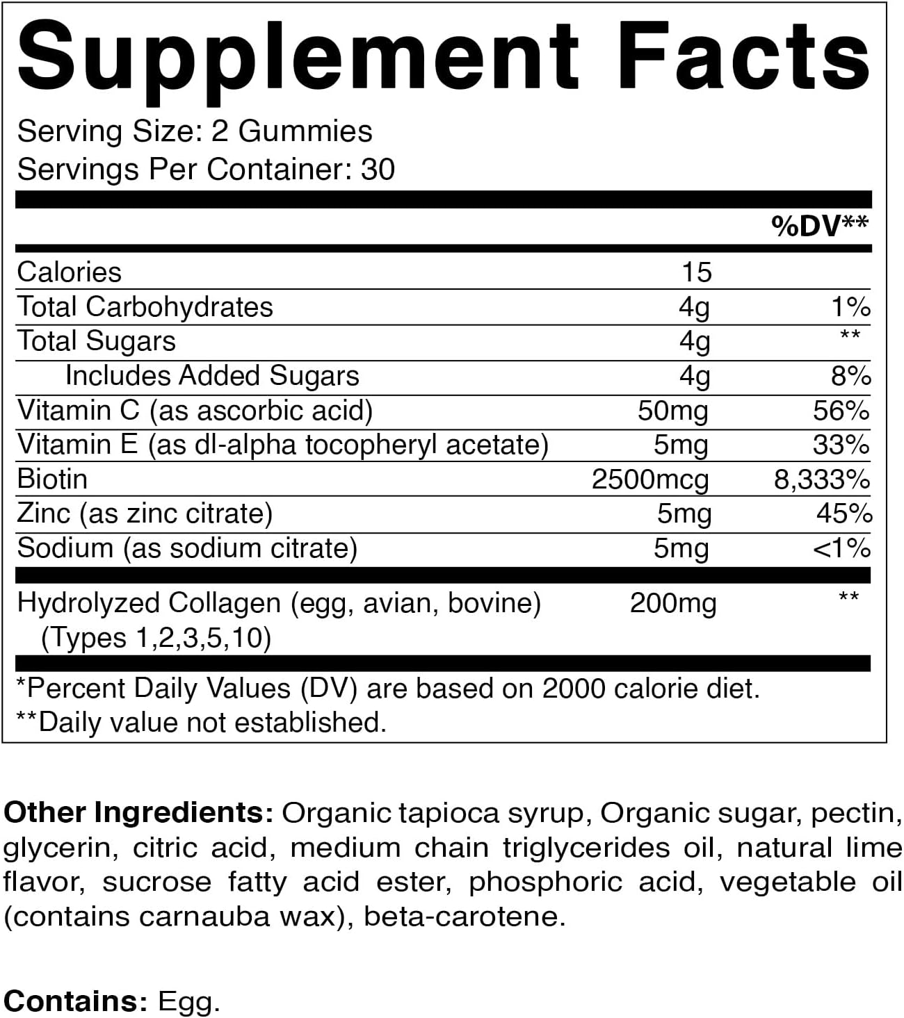 Vitamatic Hydrolyzed Collagen Gummies with Vitamin C, Zinc and Biotin, 200 mg - Healthy Skin Support - 60 Gummies