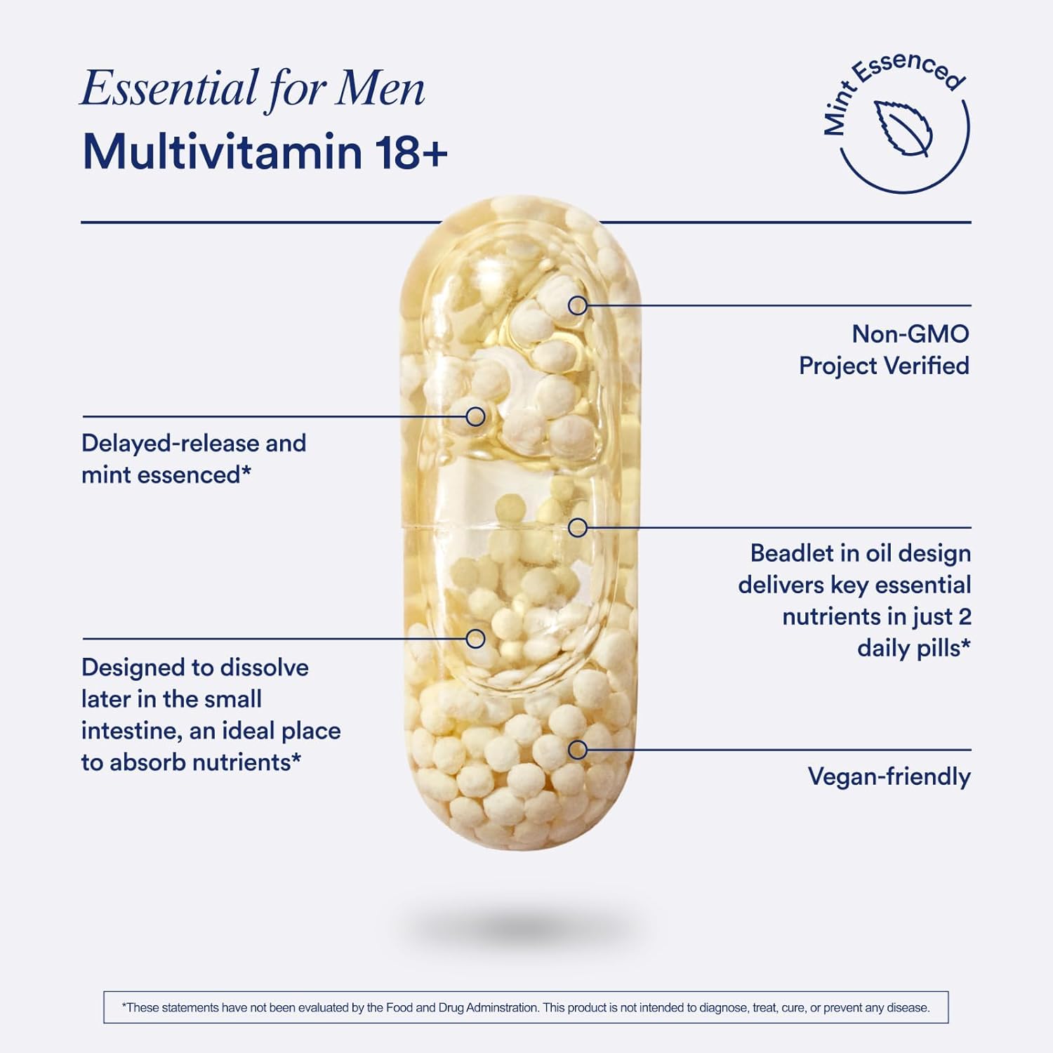 Ritual Multivitamin for Men 18+ with Zinc, Vitamin A and D3 for Immune Function Support*, Omega-3 DHA, B12, K2, Gluten Free, Non-GMO, Vegan, Mint Essenced, 30 Day Supply