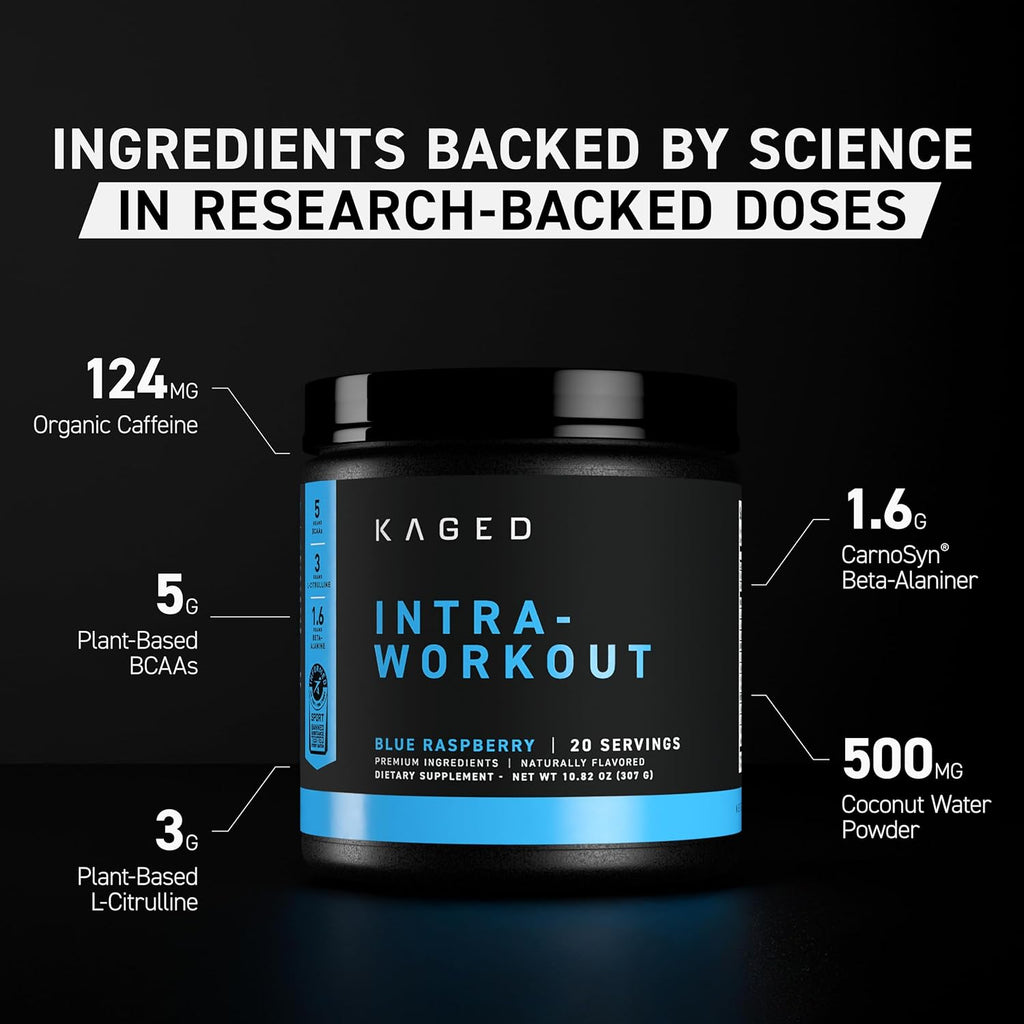 Kaged Intra-Workout Powder | Cherry Limeade | in BCAAs, L-Citrulline & Beta-Alanine for Endurance | 124 mg Organic Caffeine | Weightlifting & Strength | Supplements for Men & Women | 20 Servings