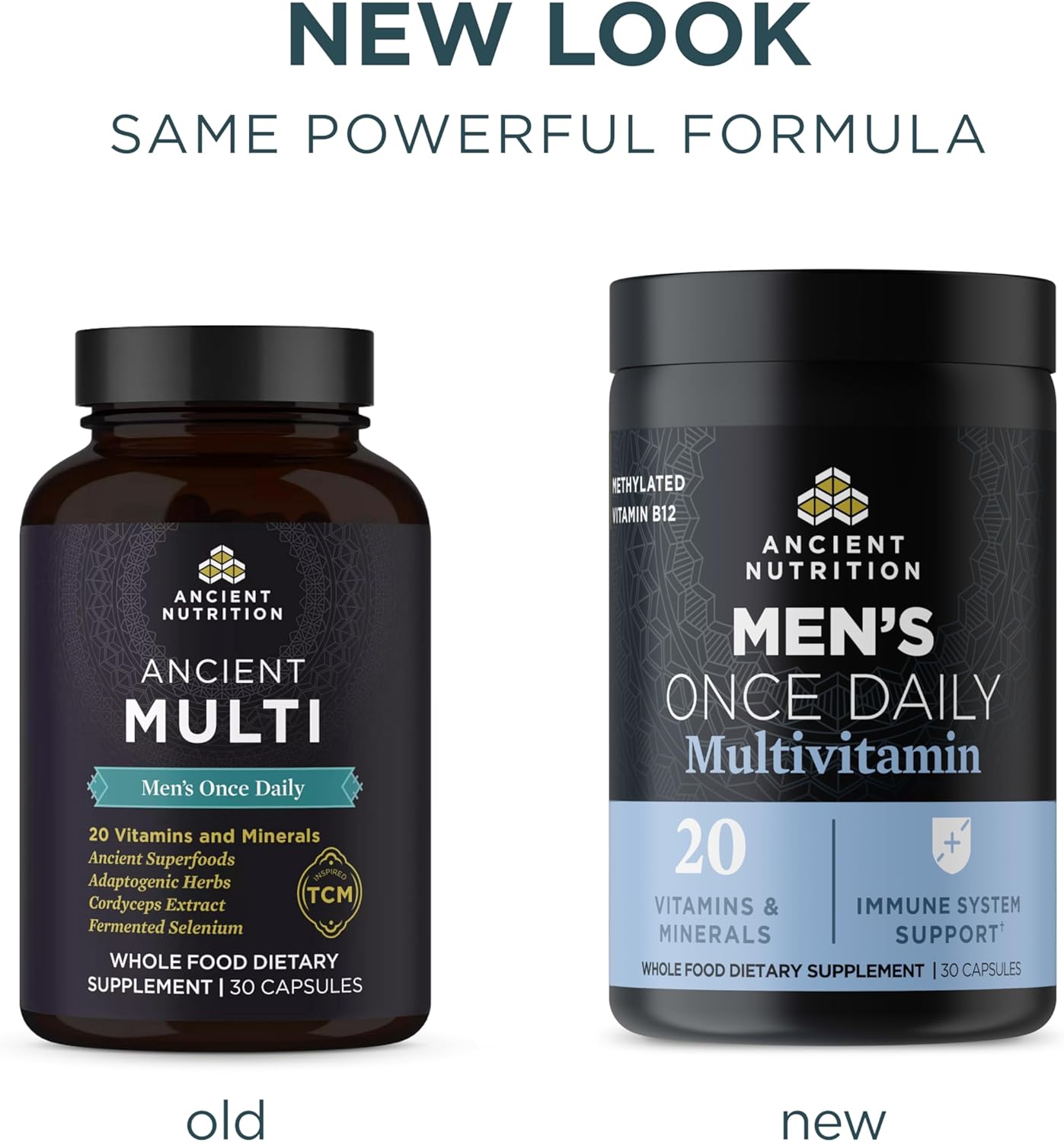 Ancient Nutrition Multivitamin for Men, Ancient Multi Men's Once Daily Vitamin Supplement 30 Ct, Vitamin A, Vitamin B and Vitamin K2, Fenugreek Seed, Supports Immune System, Paleo and Keto Friendly