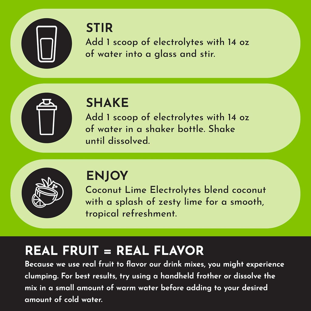 Coconut Lime Electrolytes – 30‑Serving Hydration Drink Mix with Coconut Water, Sea Salt, and Trace Minerals – Supports Hydration, Recovery, and Electrolyte Balance*