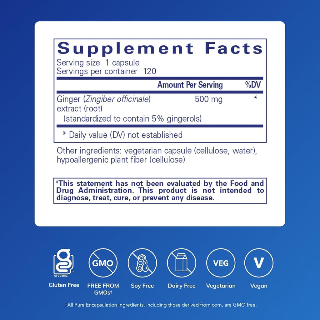 Pure Encapsulations Ginger Extract | Supplement to Support The Digestive, Musculoskeletal, and Cardiovascular Systems* | 120 Capsules
